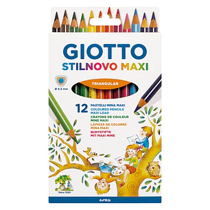 Lapices 12 Colores Largos JumboTriangulares Stilnovo Giotto