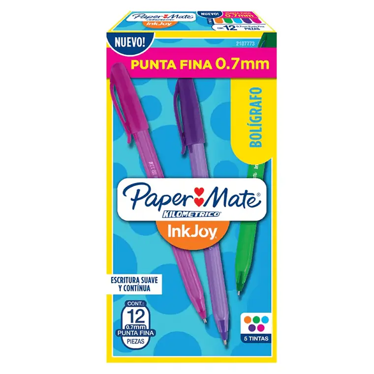 Lapiz Pasta Punta Fina 0,7 mm Colores Surtidos Caja 12 un Paper Mate 1