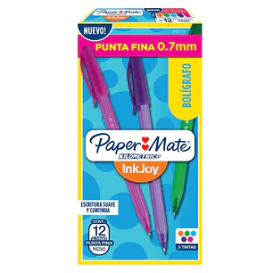 Lapiz Pasta Punta Fina 0,7 mm Colores Surtidos Caja 12 un Paper Mate