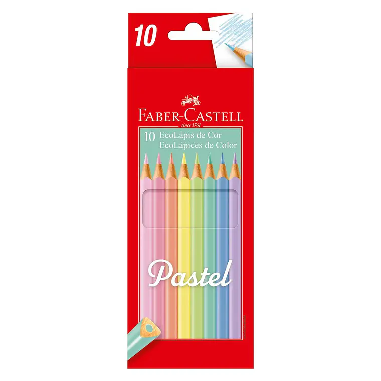 Lapices 10 Colores Largos Pastel Hexagonal Fabe 1