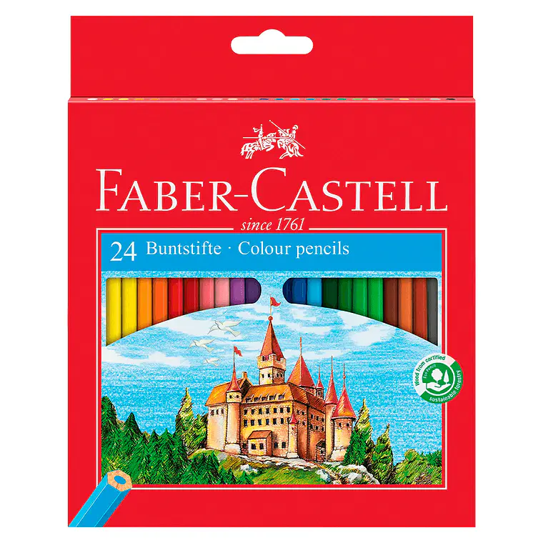 Lapices 24 Colores Largos Hexagonal Faber Castell 1