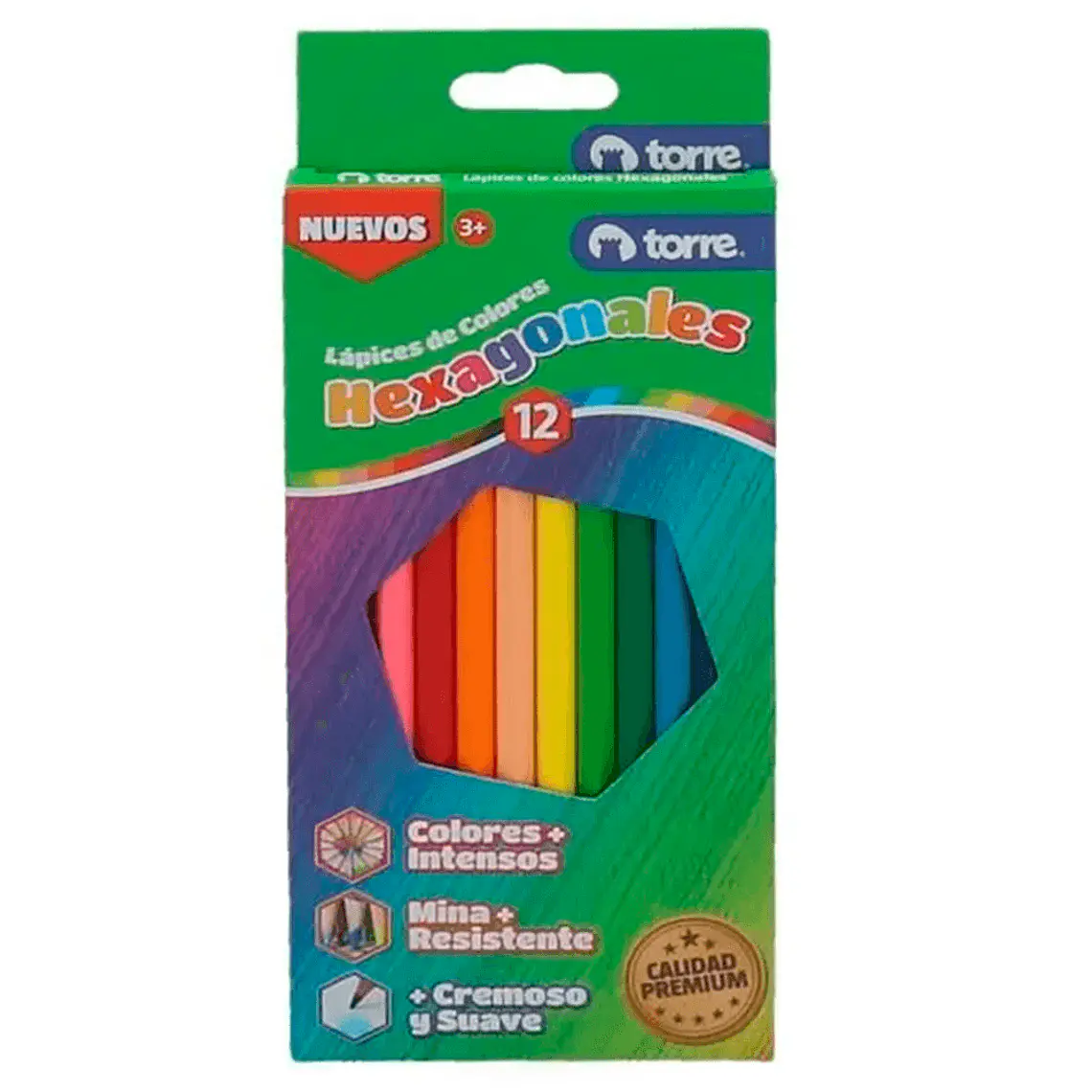 Lapices 12 Colores Largos Imagia Hexagonales Torre 1