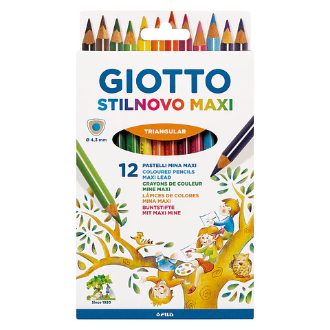 Lapices 12 Colores Largos JumboTriangulares Stilnovo Giotto