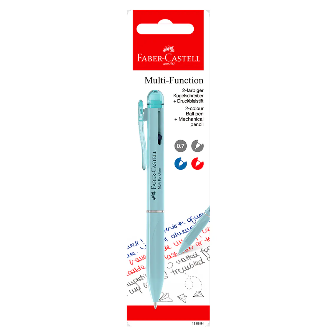 Portaminas Multifuncional 0,7 Mm + Boligrafo Azul-Rojo Faber Castell 2