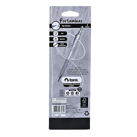Set Portaminas Metalico 2,0 Mm + Minas Torre