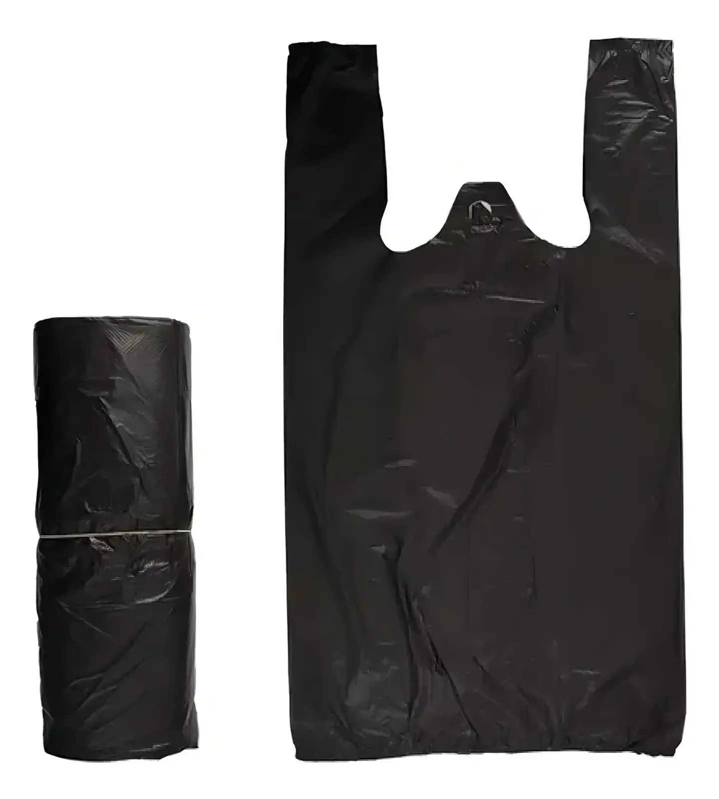 Bolsas Plasticas Negro/Blanco Tipo Camiseta 100 Unidades Varias Medidas 4