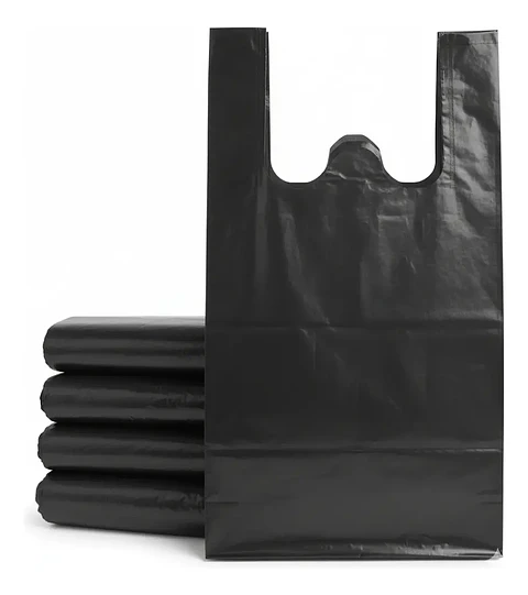 Bolsas Plasticas Negro/Blanco Tipo Camiseta 100 Unidades Varias Medidas