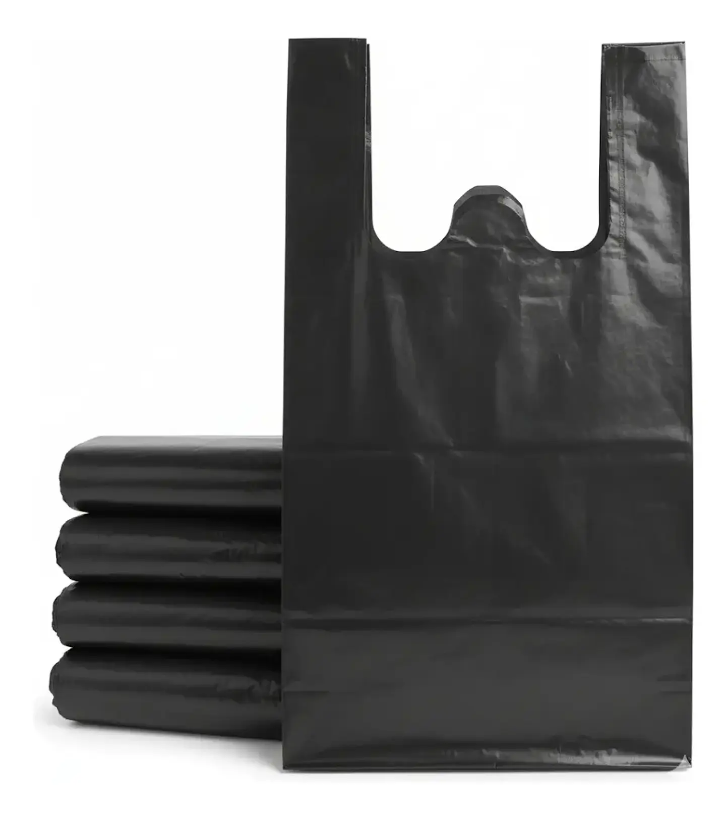 Bolsas Plasticas Negro/Blanco Tipo Camiseta 100 Unidades Varias Medidas 1