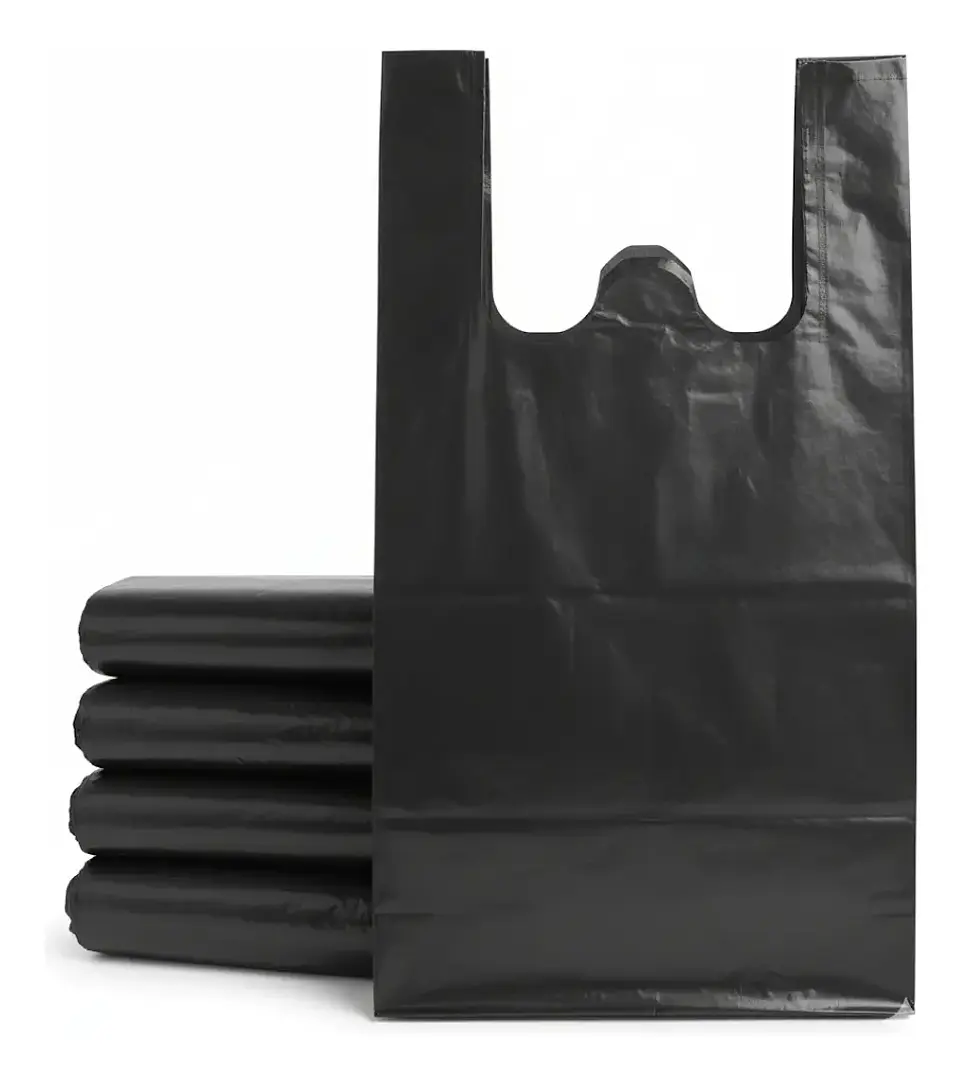 Bolsas Plasticas Negro/Blanco Tipo Camiseta 100 Unidades Varias Medidas 1