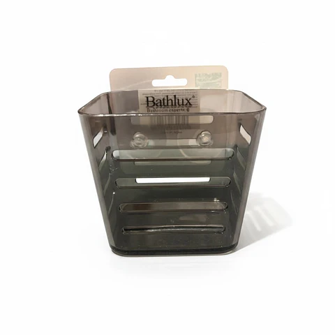 Organizador de Baño Multiuso con Ventosas Bathlux – Acabado Ahumado Transparente