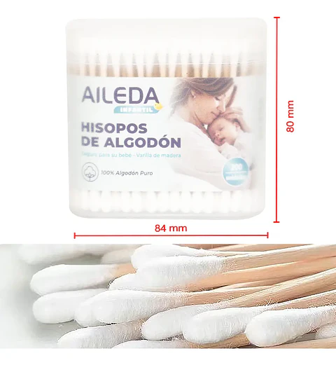 Cotonitos De Algodón Aileda 200 Unidades Varilla Madera