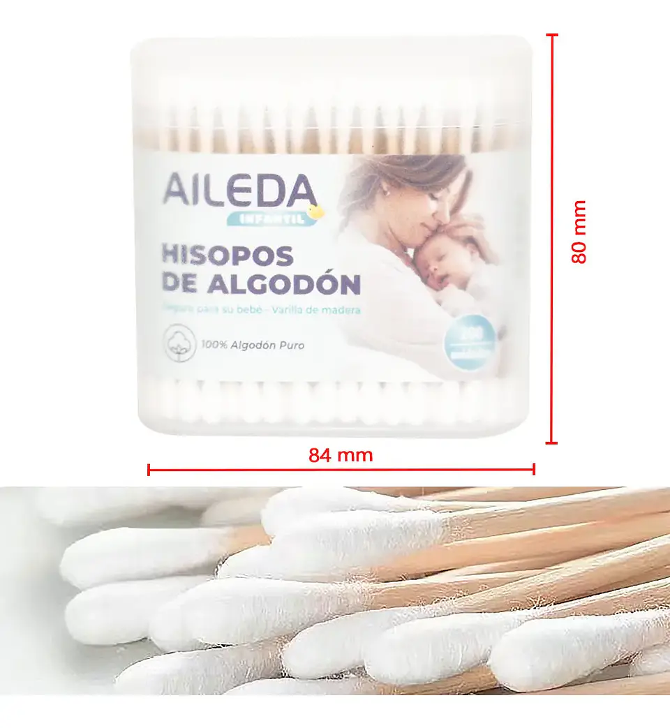 Cotonitos De Algodón Aileda 200 Unidades Varilla Madera 7