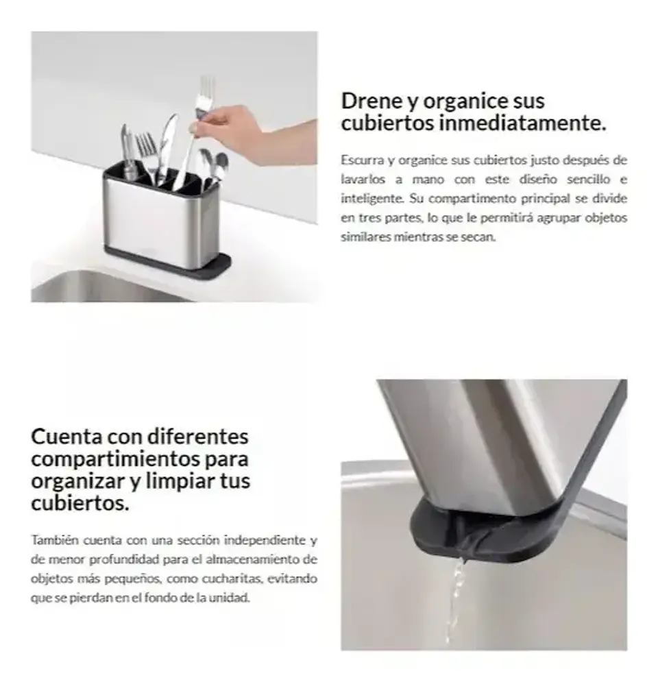 Escurridor De Cubiertos Utencilios Cocina Acero Inoxidable 4