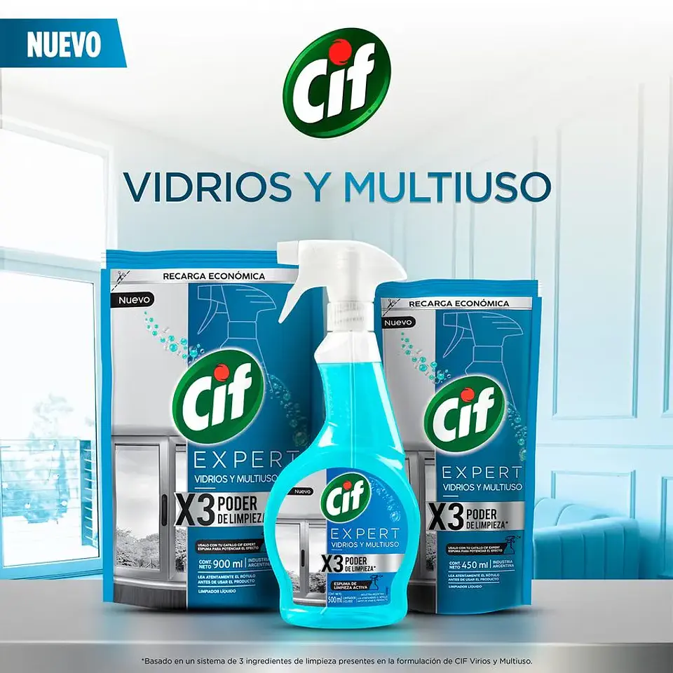 Limpiador Cif Expert Vidrios y Multiuso 450 ml 3