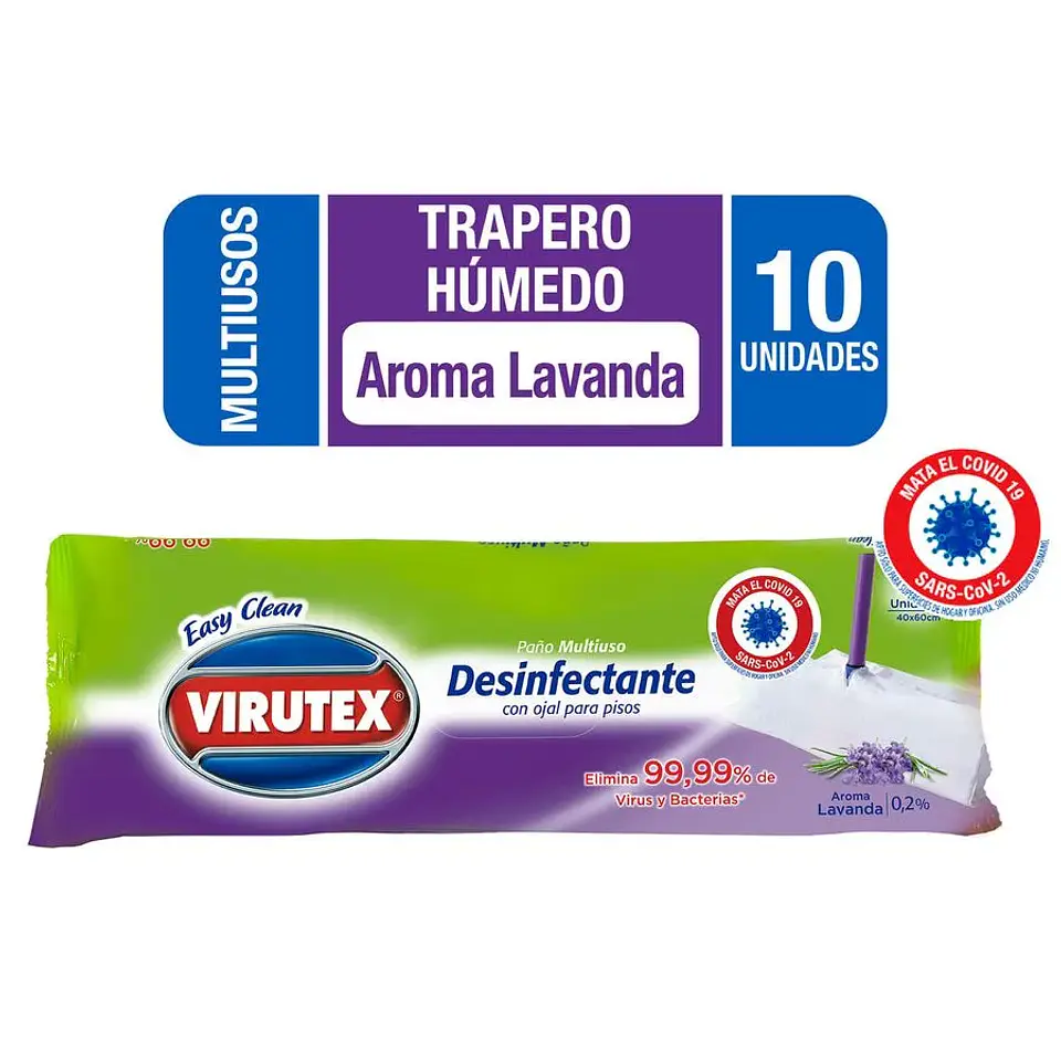 Trapero Húmedo Todo Pisos con Ojal Virutex Lavanda 10 Unid 2