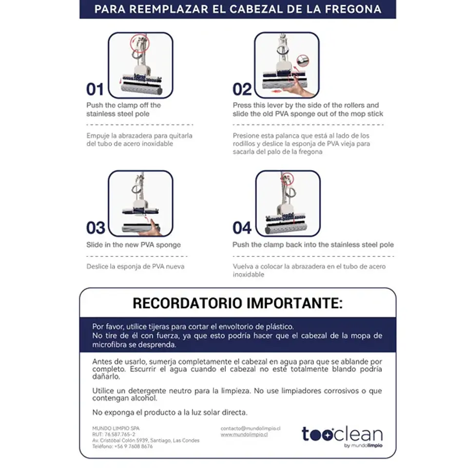 Repuesto Mopa Esponja AquaMop Pro tooclean 4