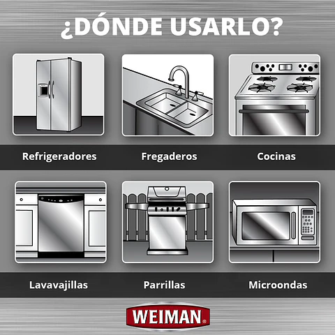 Pack Limpiador y Pulidor Acero Inoxidable Weiman 651 ml + Paño Microfibra