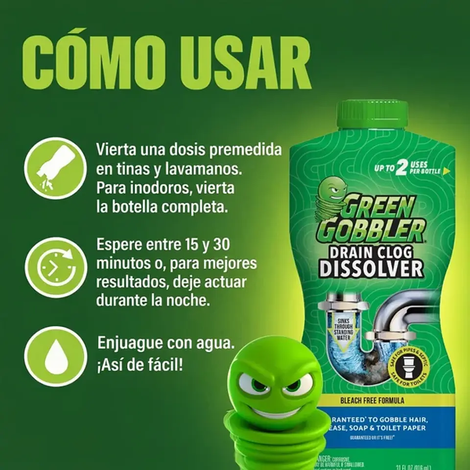 Green Gobbler Destapador Líquido de Cañerías 916 ml 8