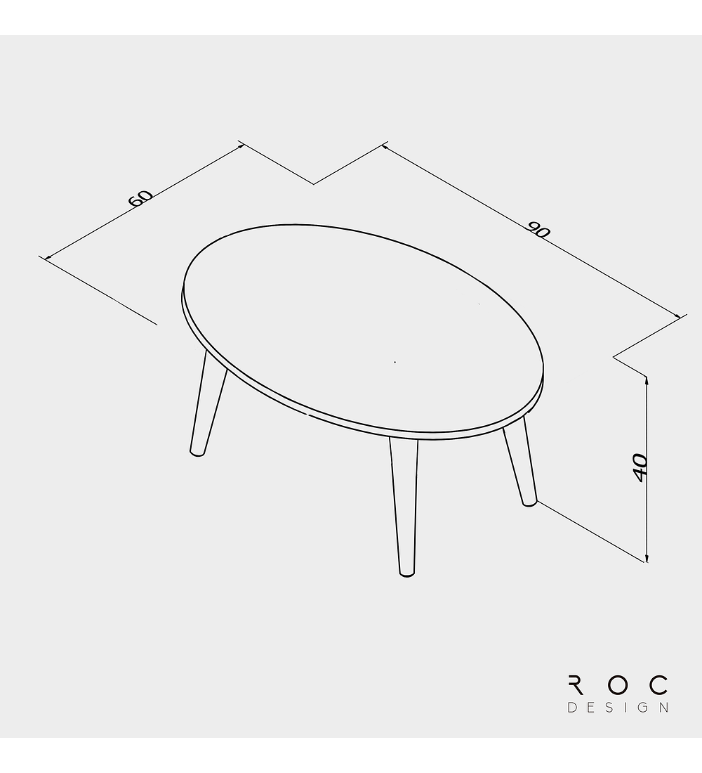 Mesa de centro ovalada lenga