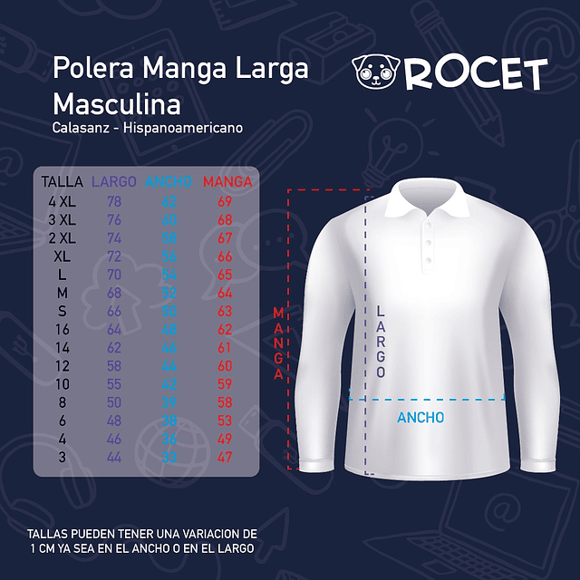 POLERA PIQUÉ MANGA LARGA UNISEX CALASANZ