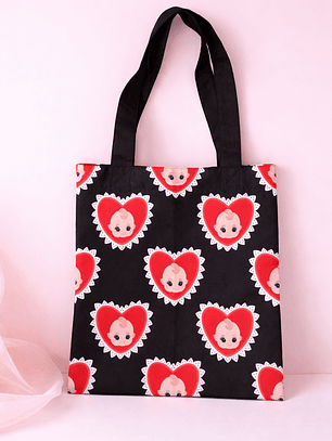 TOTE BAG KEWPIE PATTERN - negro