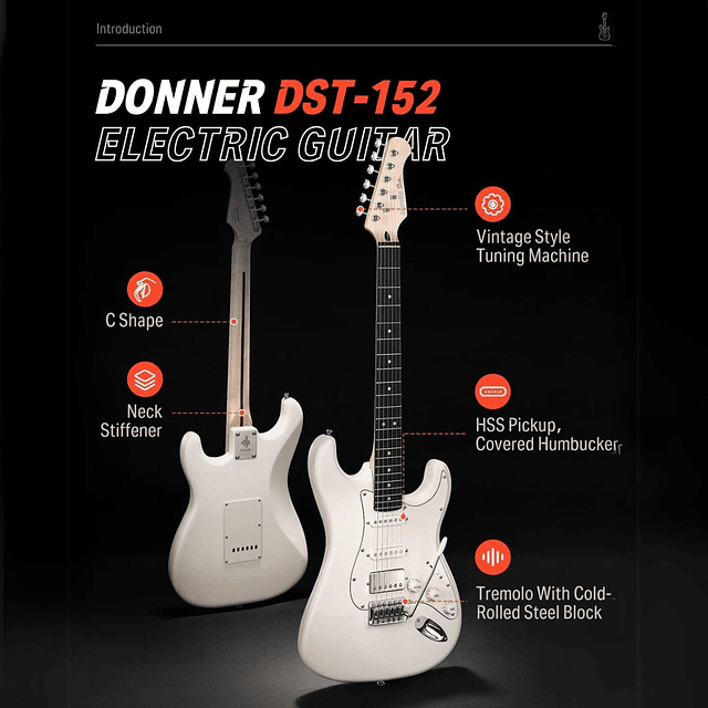 Pack Guitarra electrica Donner DST-152W