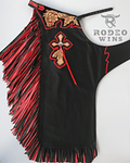 CHAPS RW - DOUBLE FRINGE - RED/BLACK - LEATHER QUALITY 