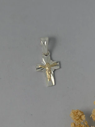 Colgante Cruz plata con oro de 14k