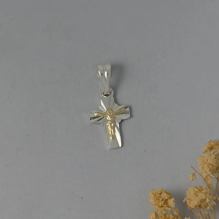 Colgante Cruz plata con oro de 14k 1