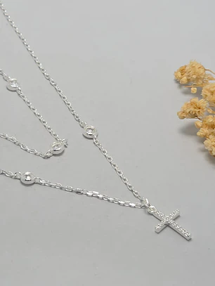 Collar Doble Cruz con microcircon