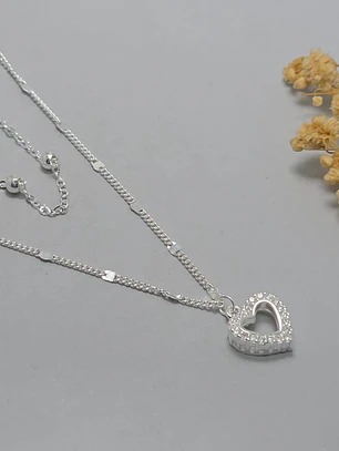 collar doble , corazon con microcircon