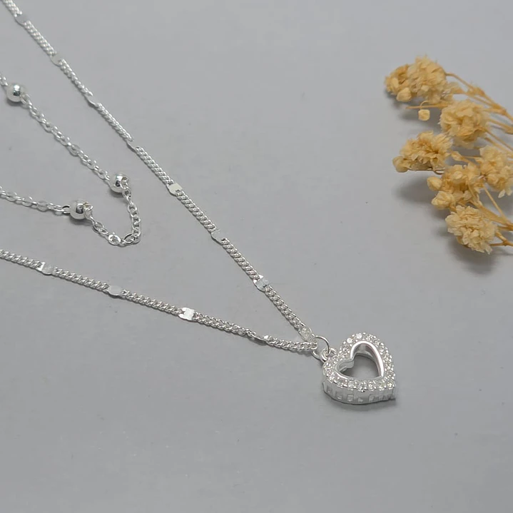 collar doble , corazon con microcircon 1