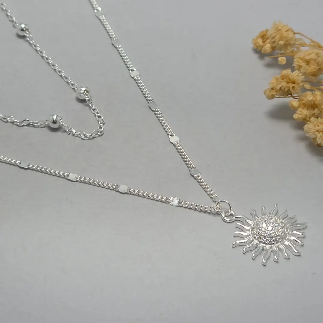 collar doble, sol con microcircon 1