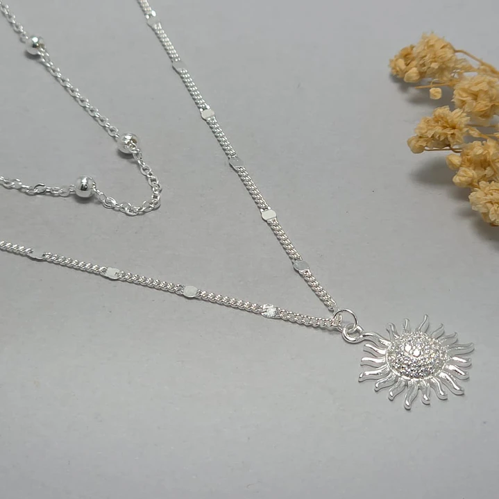 collar doble, sol con microcircon 1