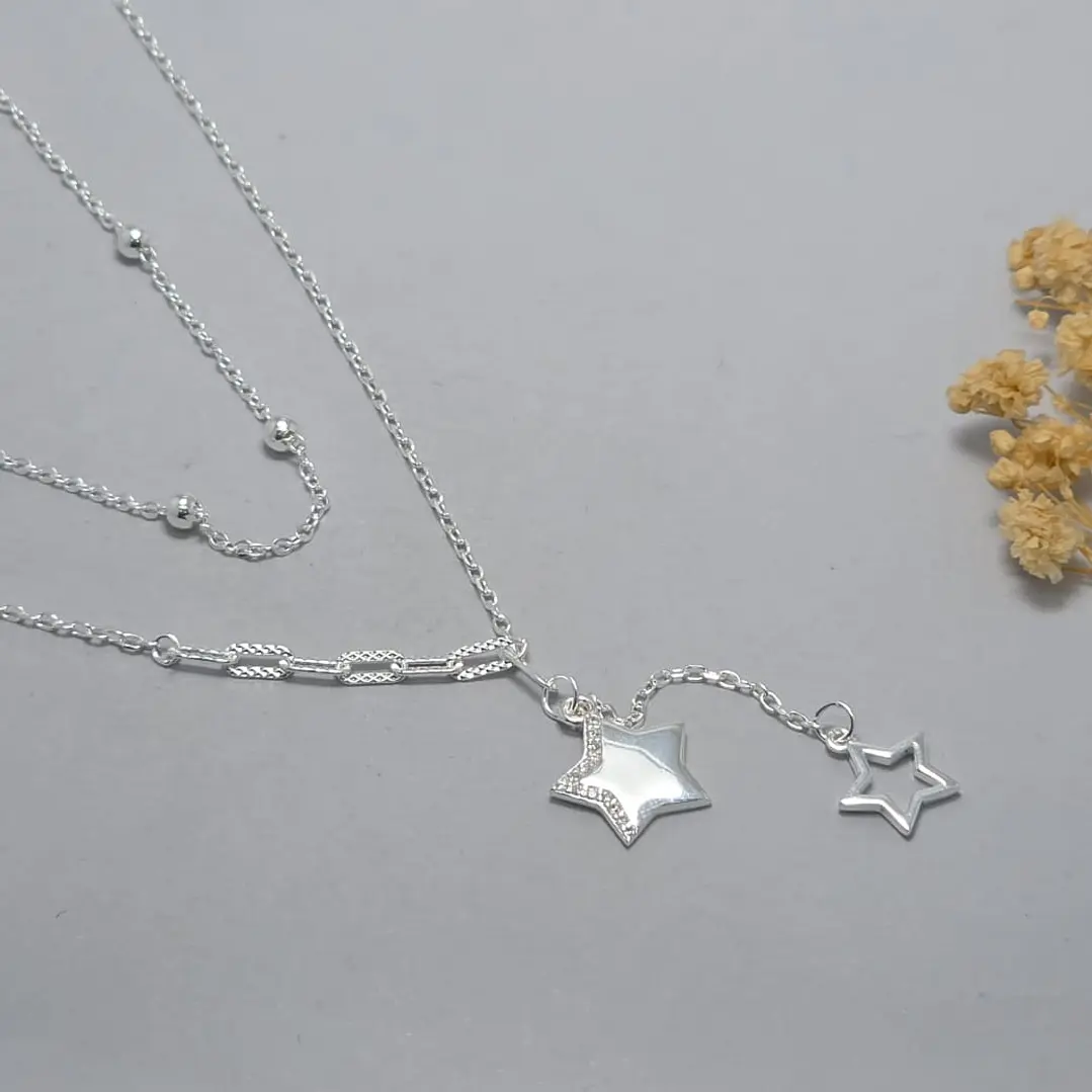 collar doble, estrella con microcircon 1