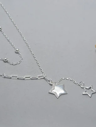 collar doble, estrella con microcircon