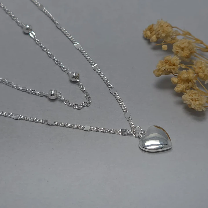 collar doble, corazon inflado  1