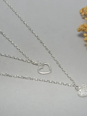collar doble, corazon microcircon