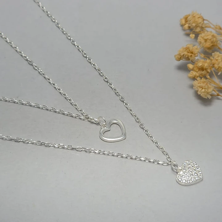 collar doble, corazon microcircon 1