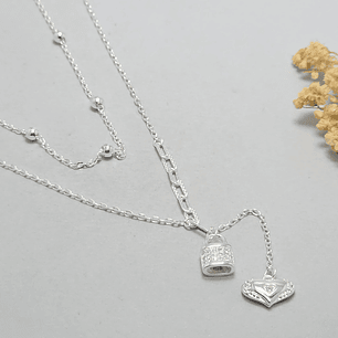 Collar Doble Corazón/Candado