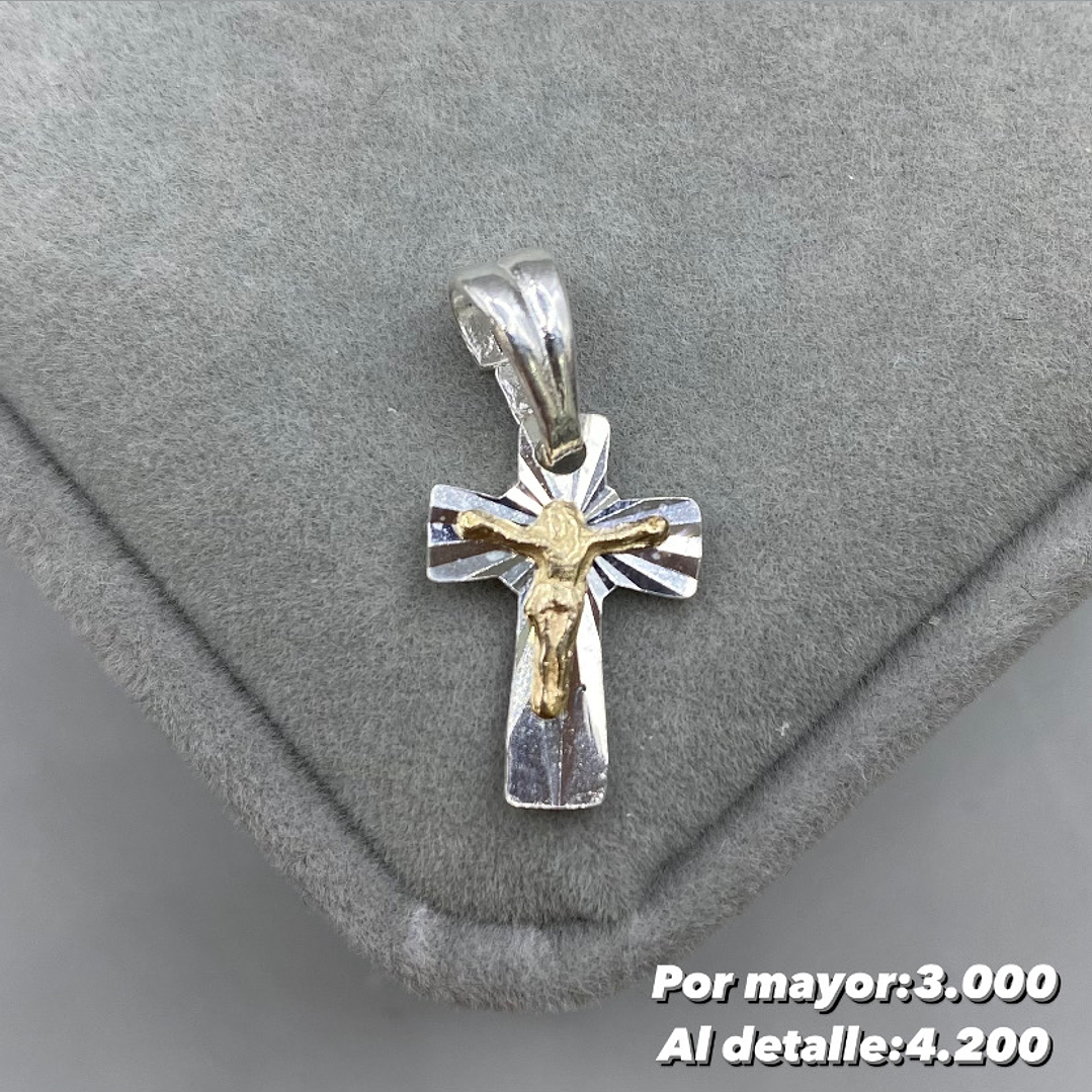 Colgante Cruz Plata con Oro 14k 1