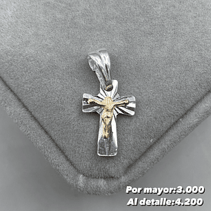 Colgante Cruz Plata con Oro 14k