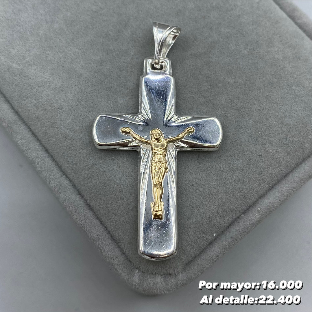 Colgante Cruz Plata con Oro 14k 1