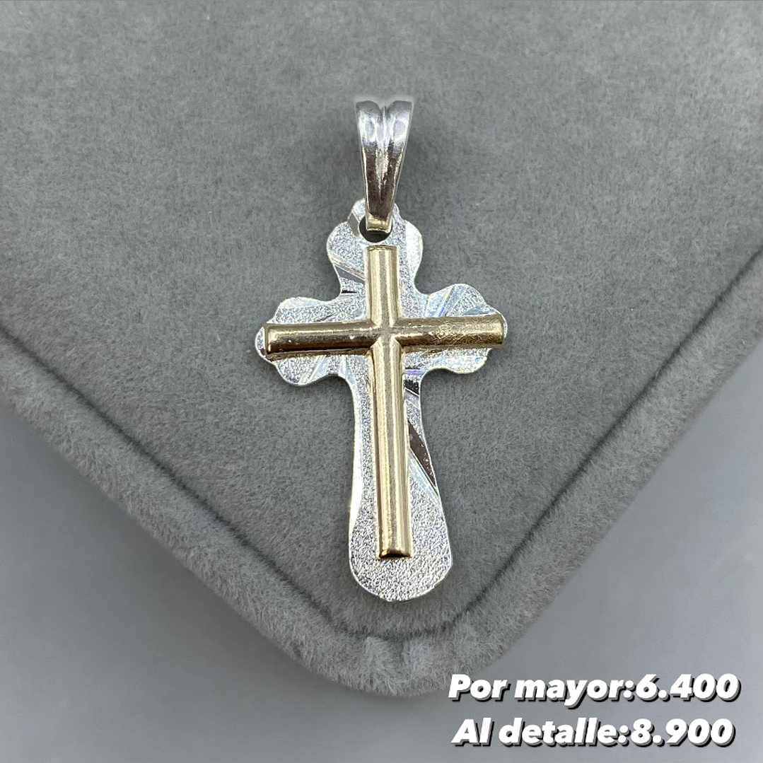 Colgante Cruz Plata con oro 14k 1