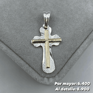 Colgante Cruz Plata con oro 14k