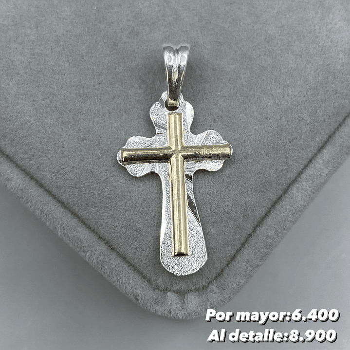 Colgante Cruz Plata con oro 14k 1