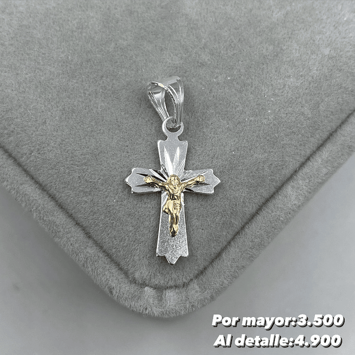 Colgante Cruz Plata con oro 14k 1