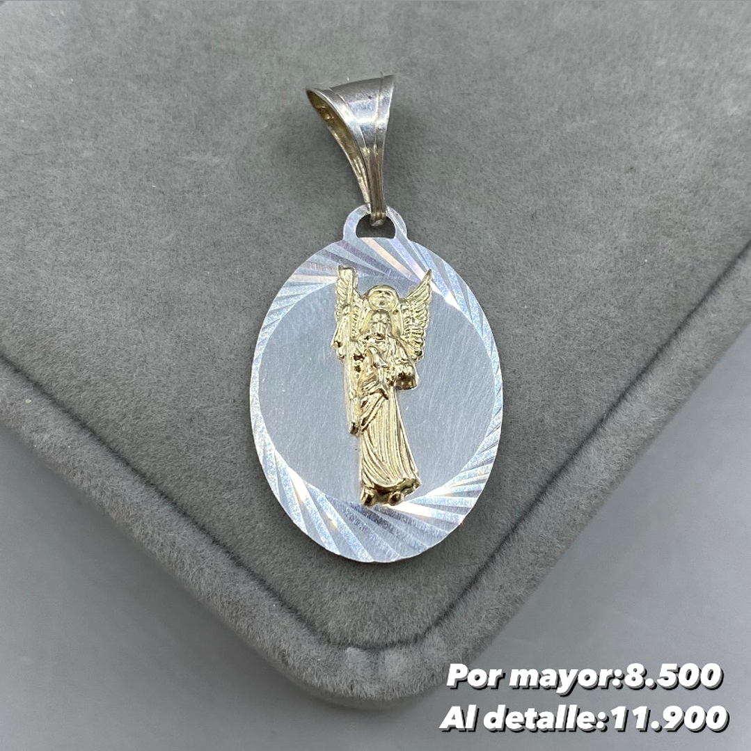 Colgante Arcángel Rafael Plata con Oro 14k 1