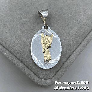 Colgante Arcángel Rafael Plata con Oro 14k