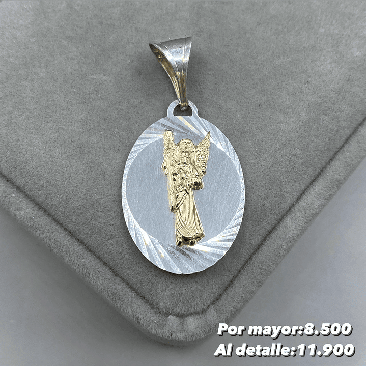 Colgante Arcángel Rafael Plata con Oro 14k 1